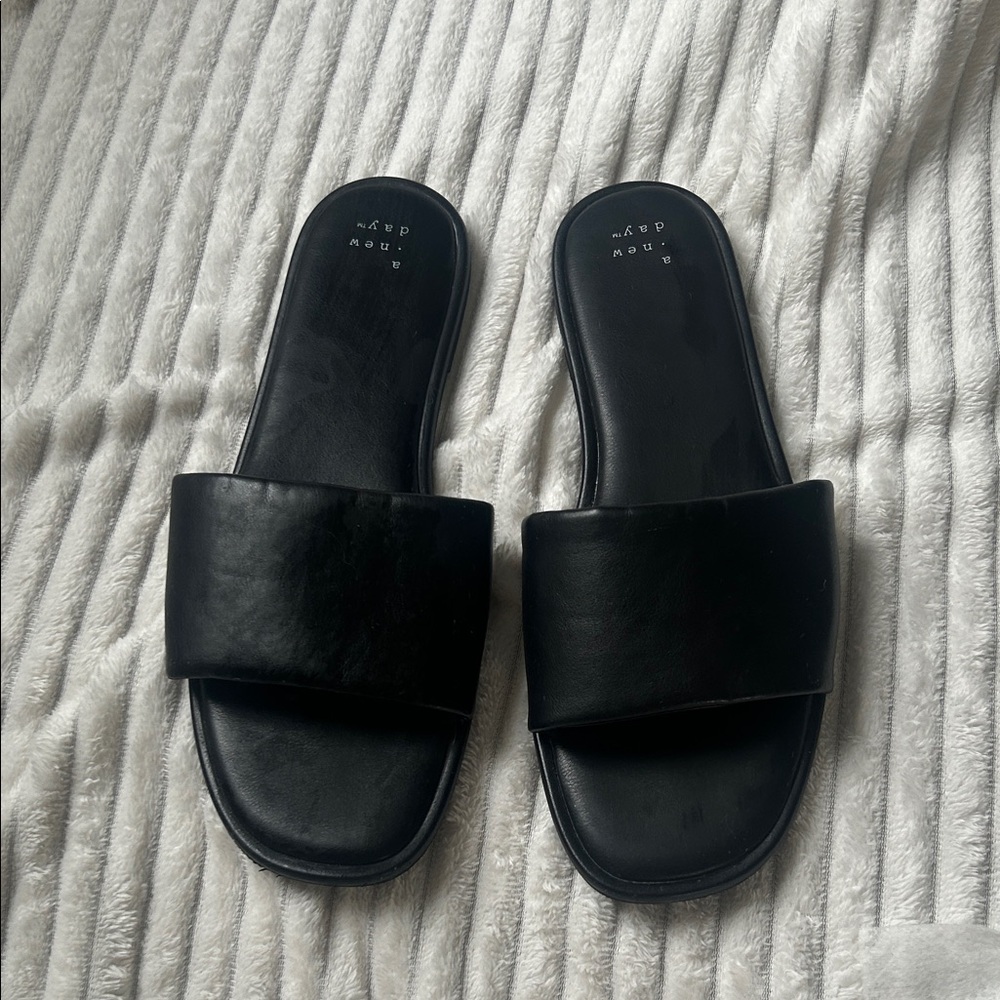 a new day Black Slide Sandals